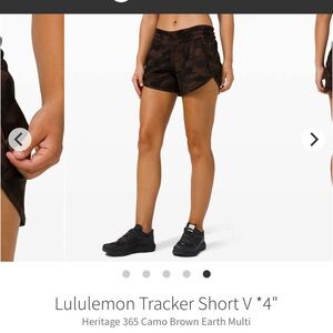 Lululemon Tracker Short V *4" Heritage 365 Camo Brown Earth Multi sz 14